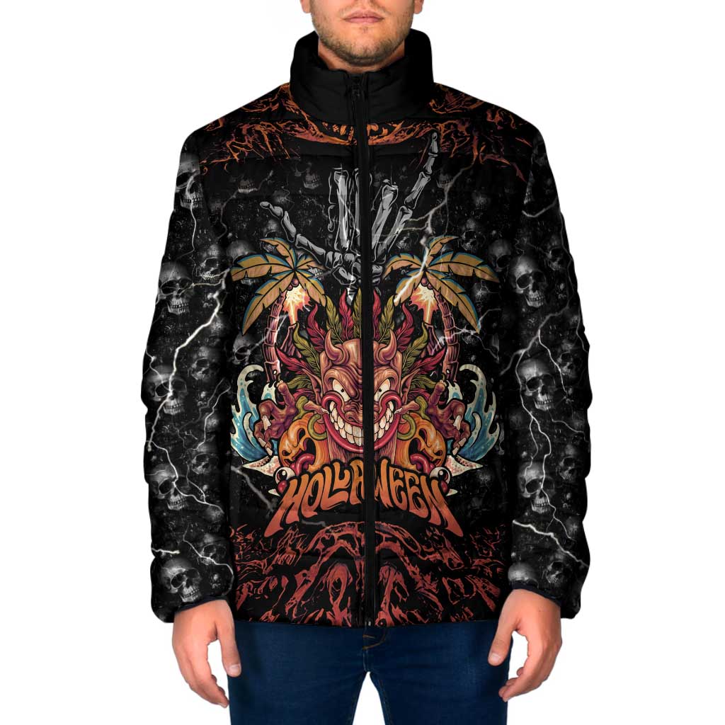 Aloha Halloween Padded Jacket Horror Tiki Heavy Metal Style - Wonder Print Shop
