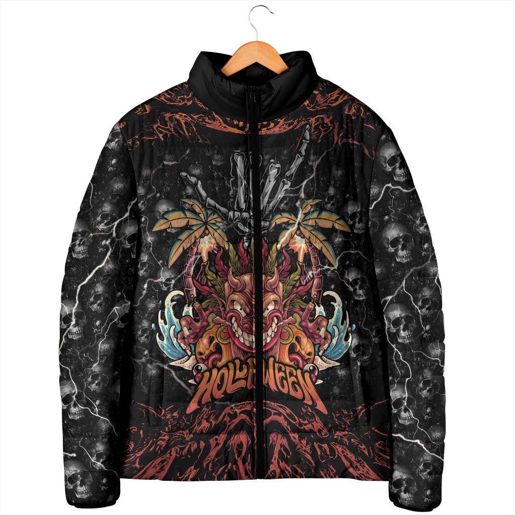 Aloha Halloween Padded Jacket Horror Tiki Heavy Metal Style - Wonder Print Shop