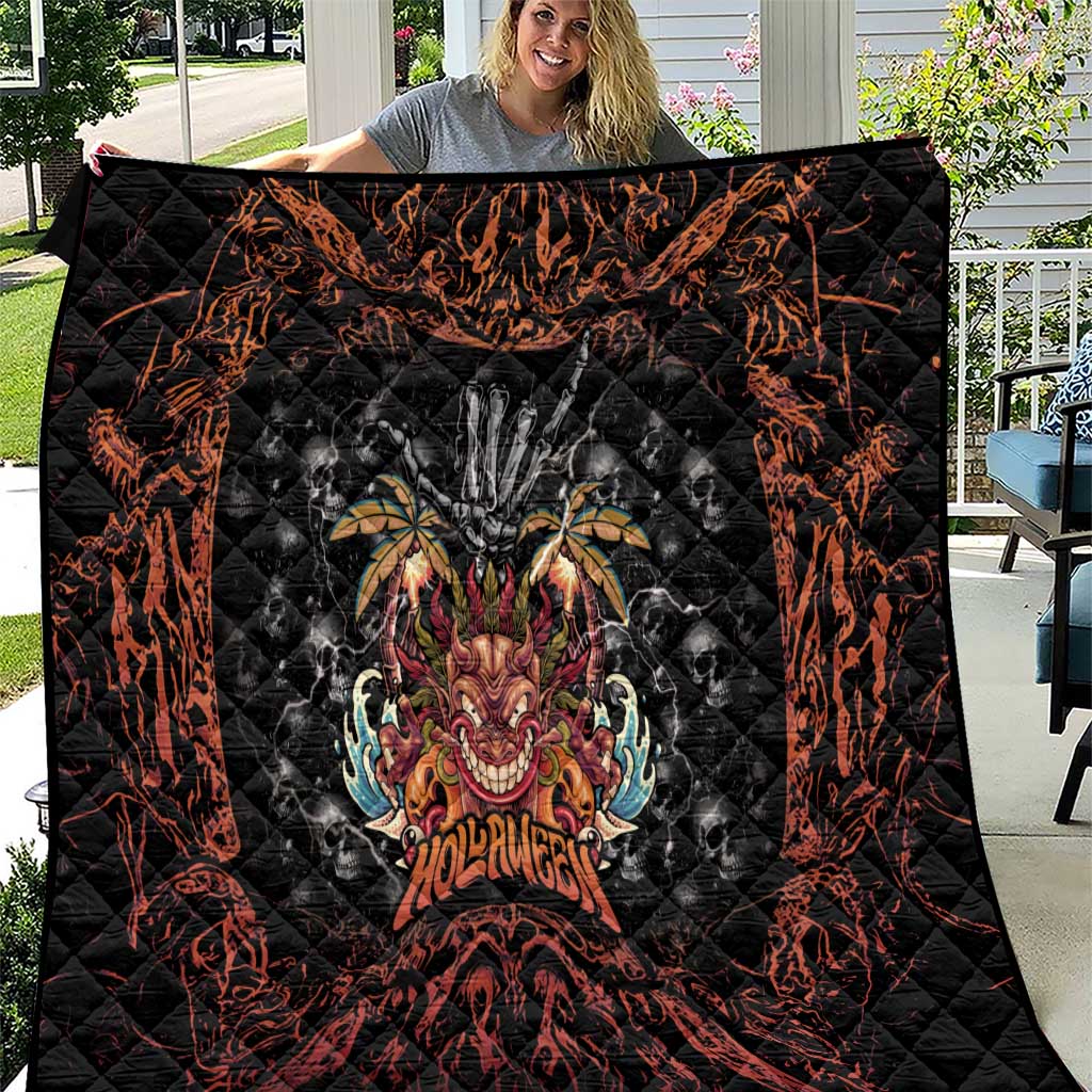Aloha Halloween Quilt Horror Tiki Heavy Metal Style - Wonder Print Shop