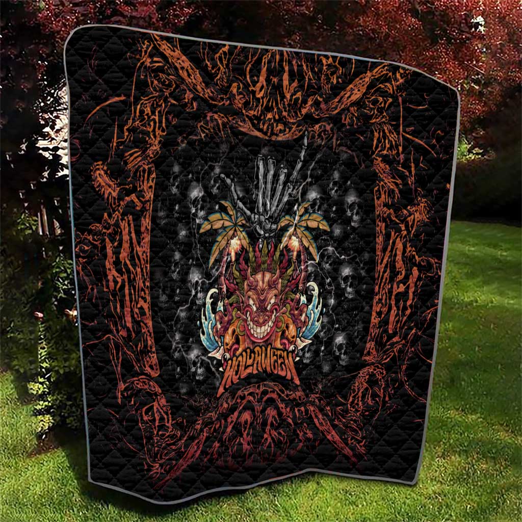 Aloha Halloween Quilt Horror Tiki Heavy Metal Style - Wonder Print Shop