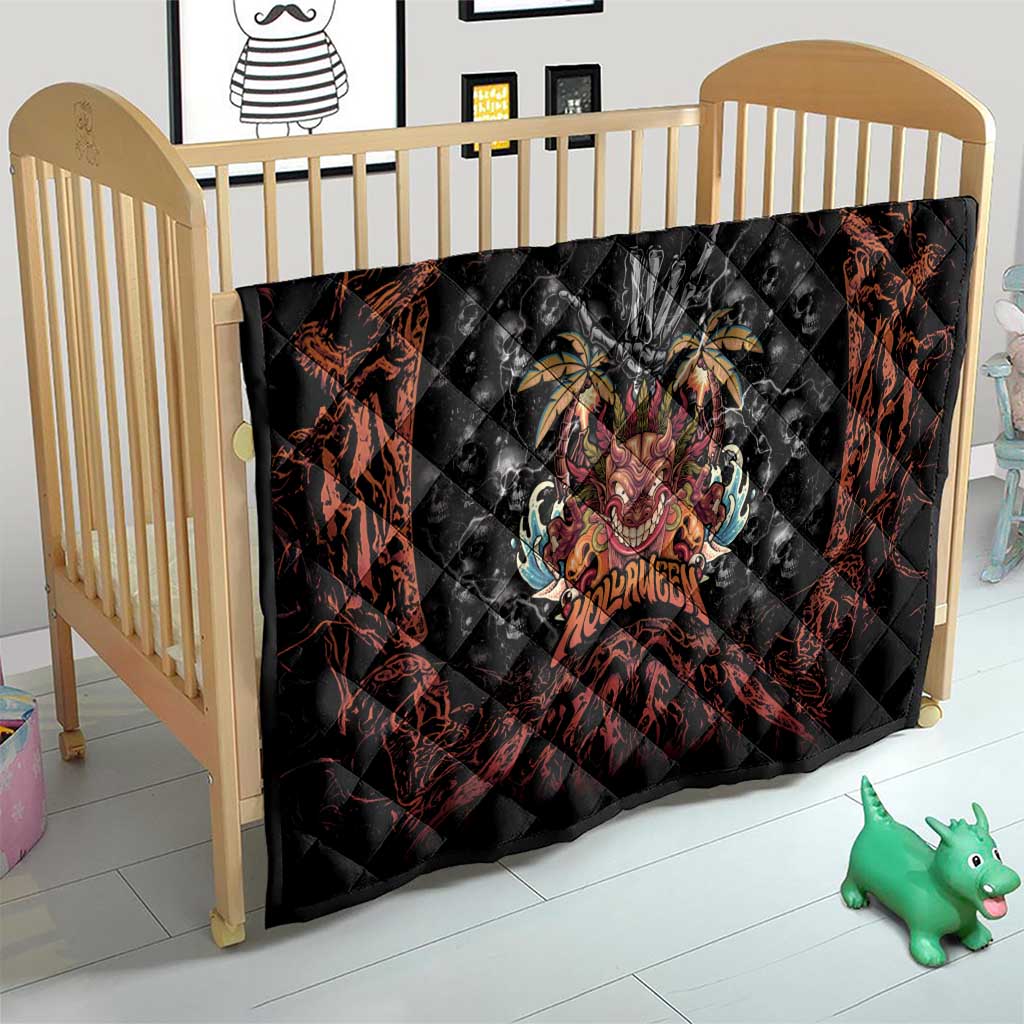 Aloha Halloween Quilt Horror Tiki Heavy Metal Style - Wonder Print Shop