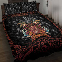 Aloha Halloween Quilt Bed Set Horror Tiki Heavy Metal Style - Wonder Print Shop