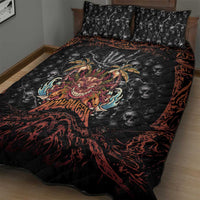 Aloha Halloween Quilt Bed Set Horror Tiki Heavy Metal Style - Wonder Print Shop