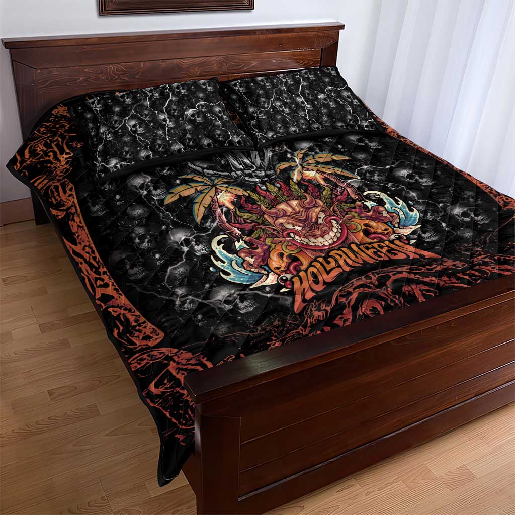 Aloha Halloween Quilt Bed Set Horror Tiki Heavy Metal Style - Wonder Print Shop