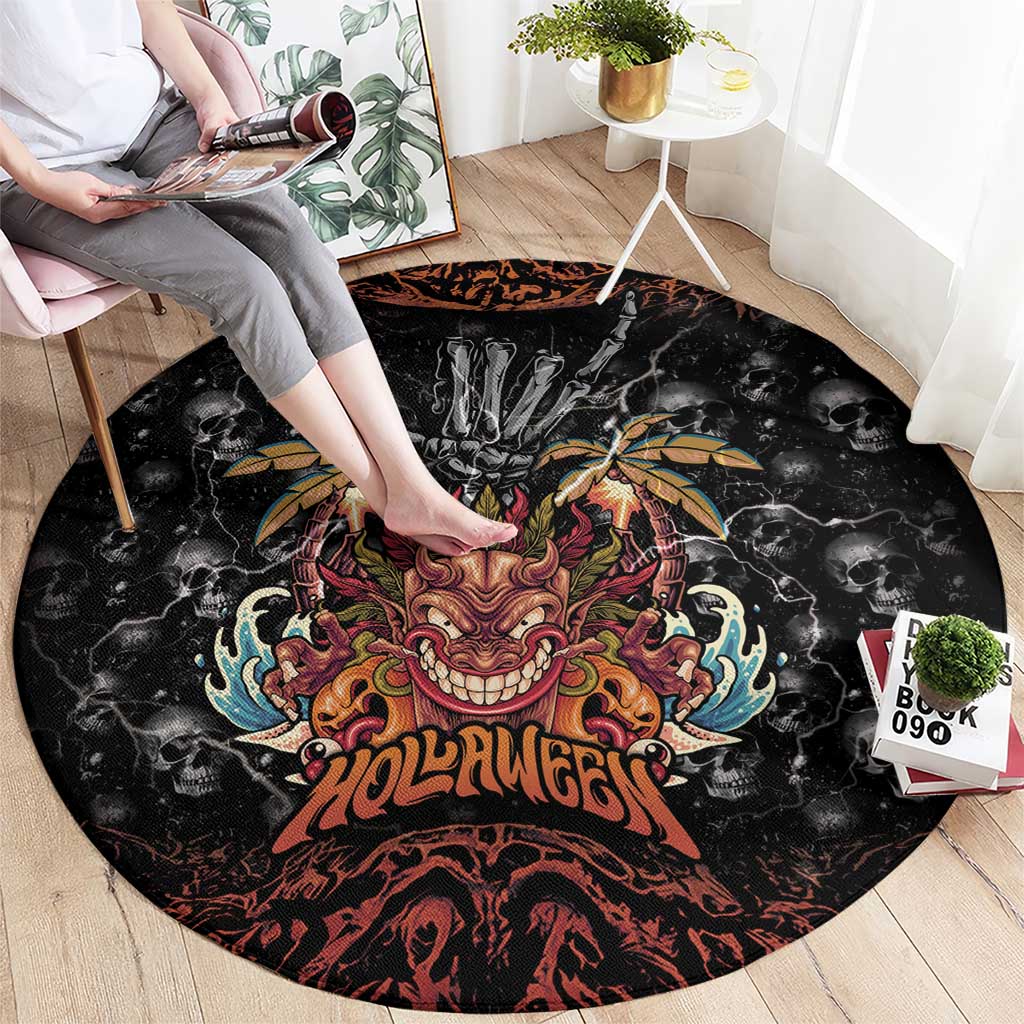 Aloha Halloween Round Carpet Horror Tiki Heavy Metal Style - Wonder Print Shop