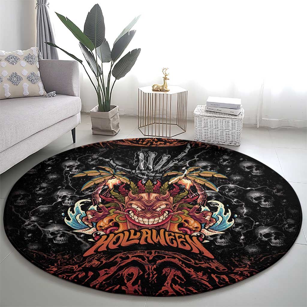 Aloha Halloween Round Carpet Horror Tiki Heavy Metal Style - Wonder Print Shop