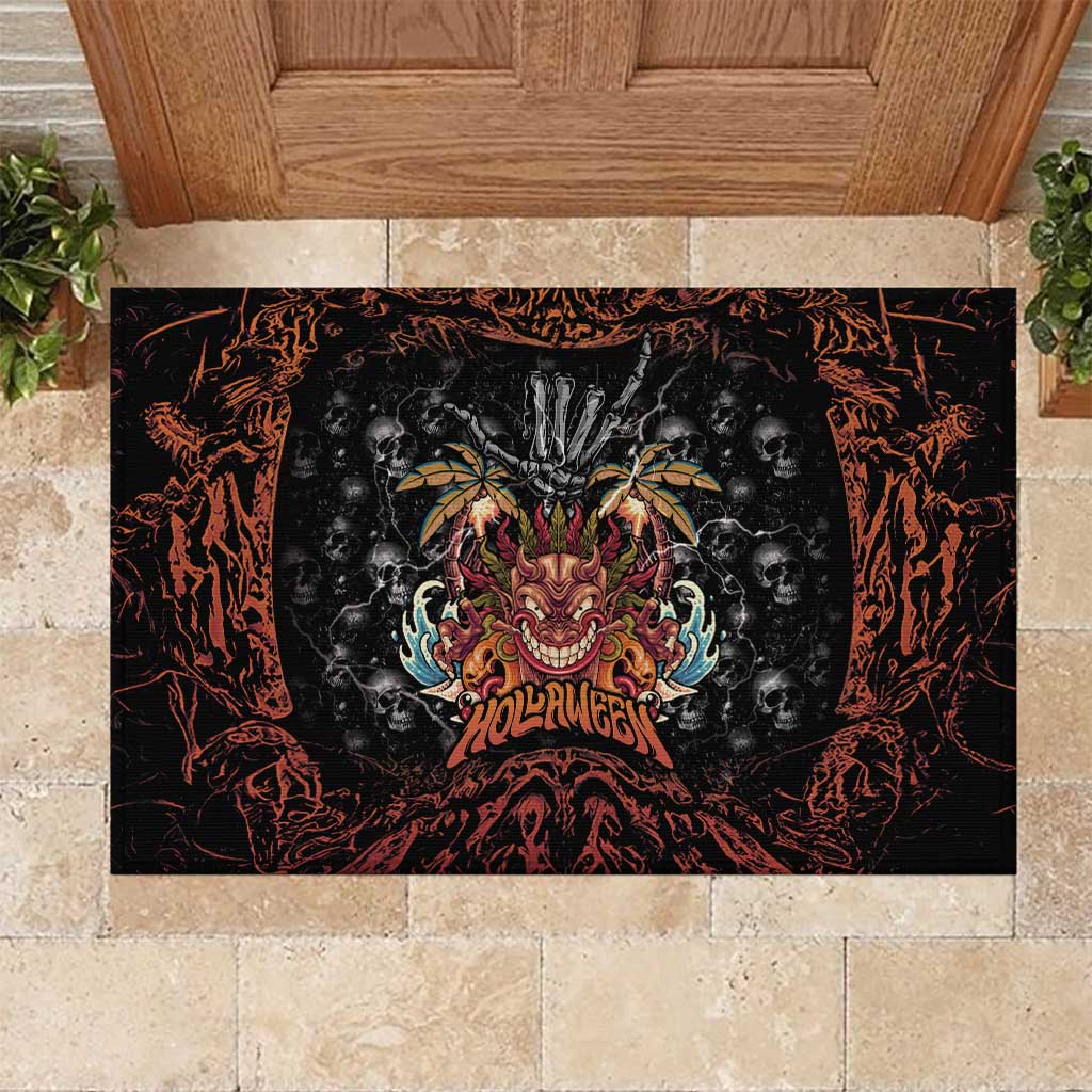 Aloha Halloween Rubber Doormat Horror Tiki Heavy Metal Style - Wonder Print Shop