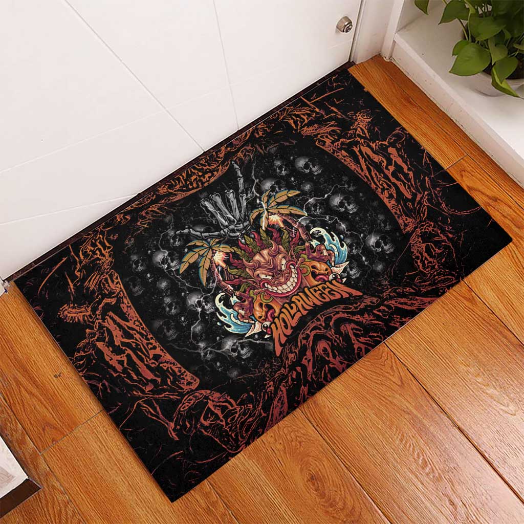 Aloha Halloween Rubber Doormat Horror Tiki Heavy Metal Style - Wonder Print Shop