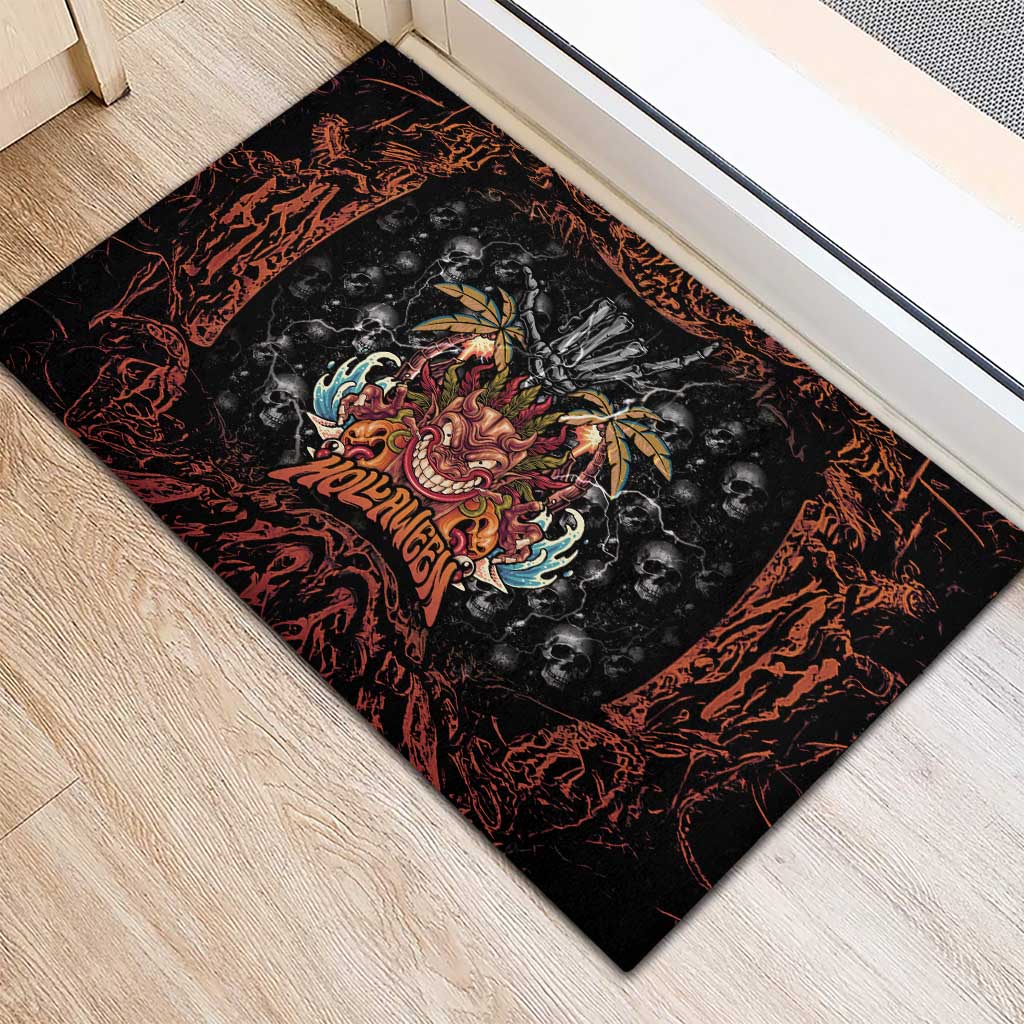Aloha Halloween Rubber Doormat Horror Tiki Heavy Metal Style - Wonder Print Shop