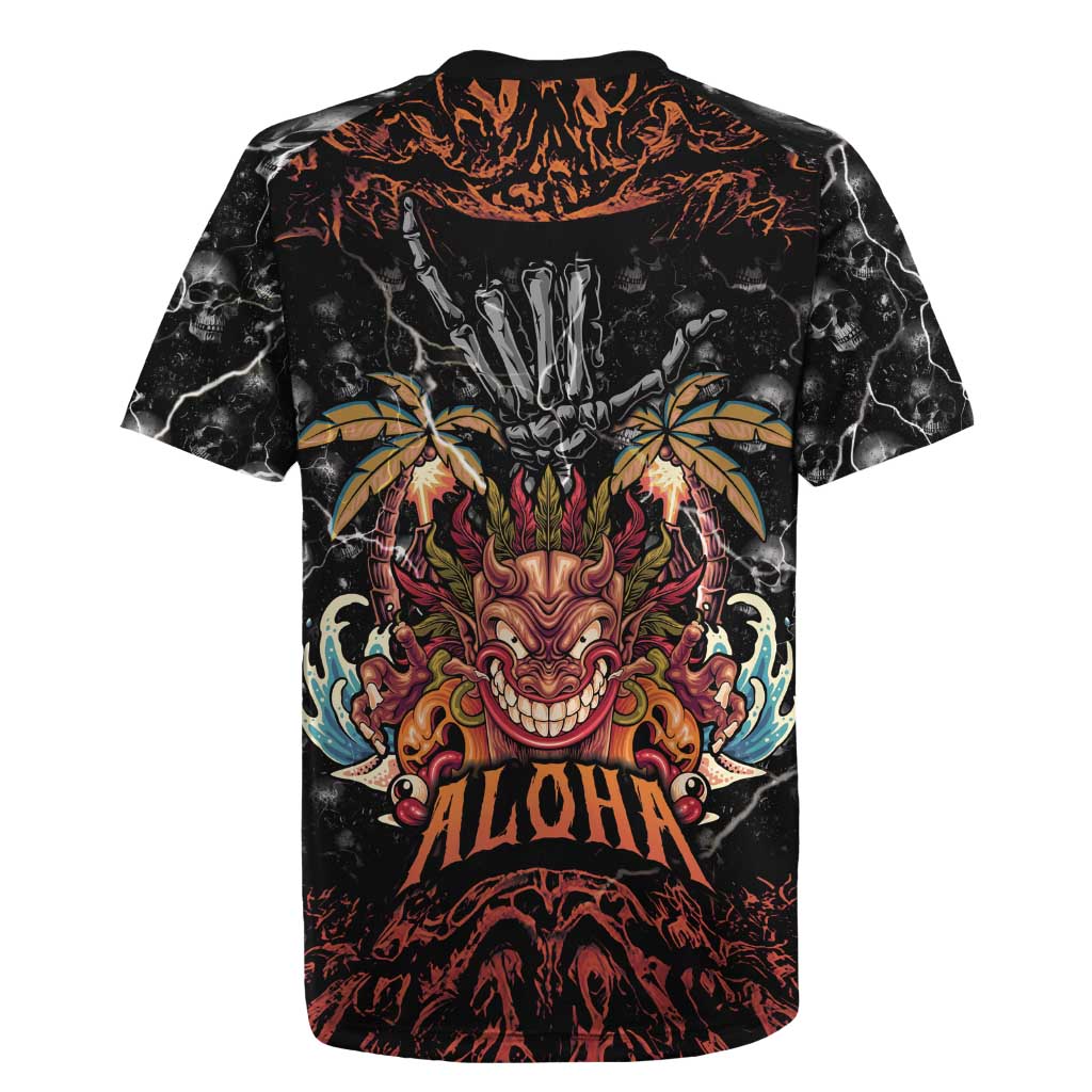 Aloha Halloween Rugby Jersey Horror Tiki Heavy Metal Style - Wonder Print Shop