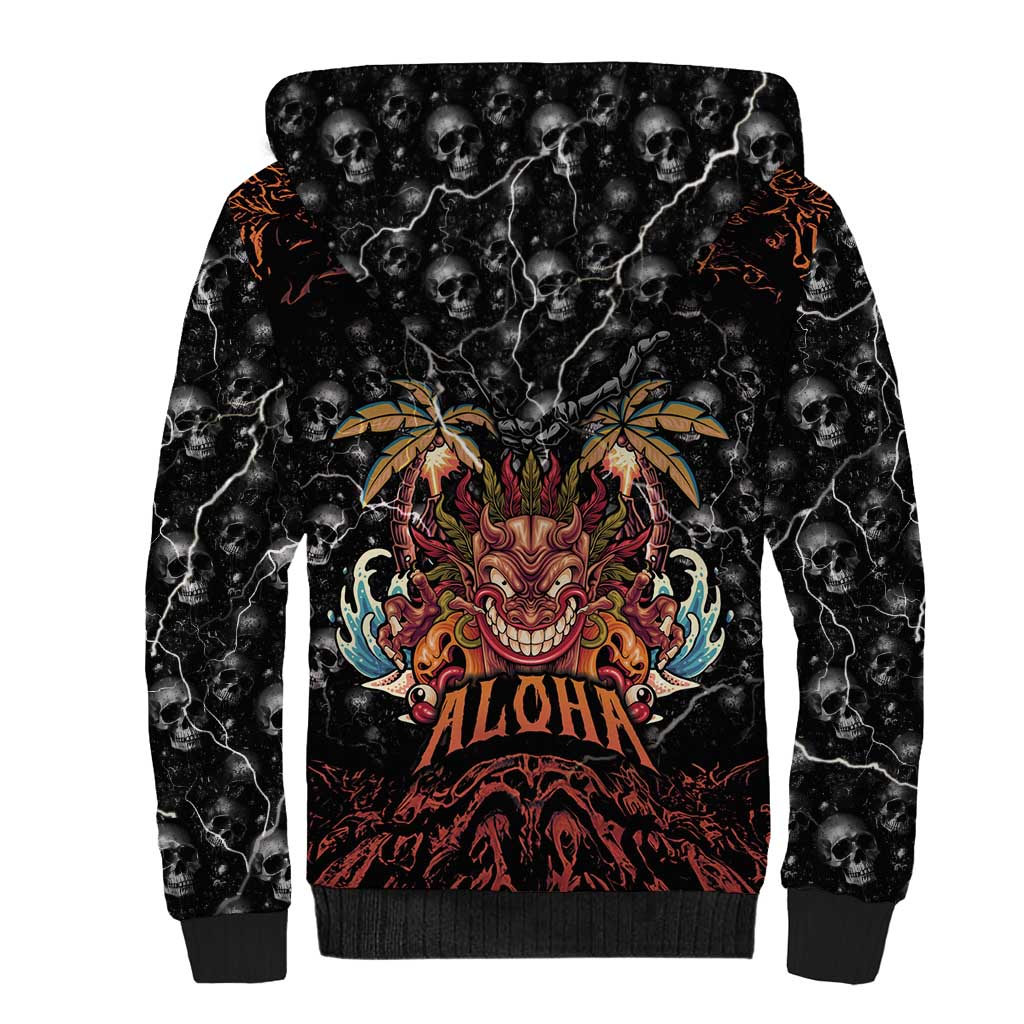 Aloha Halloween Sherpa Hoodie Horror Tiki Heavy Metal Style - Wonder Print Shop