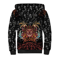 Aloha Halloween Sherpa Hoodie Horror Tiki Heavy Metal Style - Wonder Print Shop