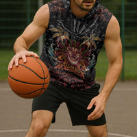 Aloha Halloween Sleeveless Hoodie Horror Tiki Heavy Metal Style - Wonder Print Shop