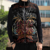 Aloha Halloween Sleeveless Puffer Jacket Horror Tiki Heavy Metal Style - Wonder Print Shop