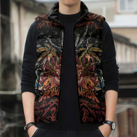 Aloha Halloween Sleeveless Puffer Jacket Horror Tiki Heavy Metal Style - Wonder Print Shop