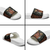 Aloha Halloween Slide Sandals Horror Tiki Heavy Metal Style - Wonder Print Shop