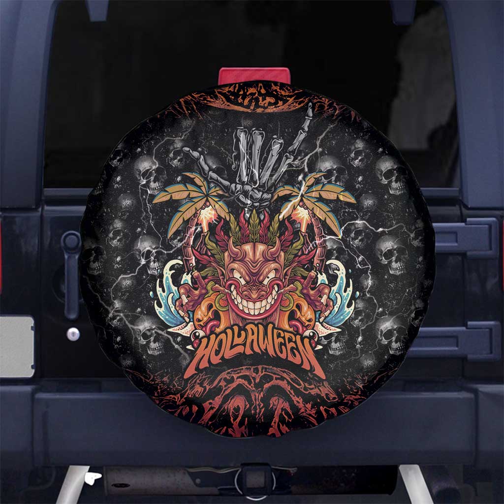 Aloha Halloween Spare Tire Cover Horror Tiki Heavy Metal Style - Wonder Print Shop