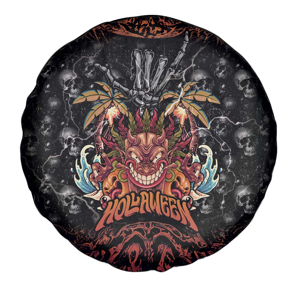 Aloha Halloween Spare Tire Cover Horror Tiki Heavy Metal Style - Wonder Print Shop