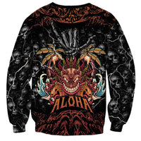 Aloha Halloween Sweatshirt Horror Tiki Heavy Metal Style - Wonder Print Shop