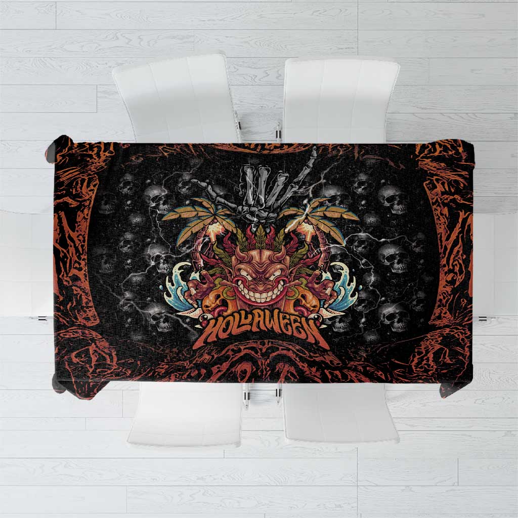 Aloha Halloween Tablecloth Horror Tiki Heavy Metal Style - Wonder Print Shop