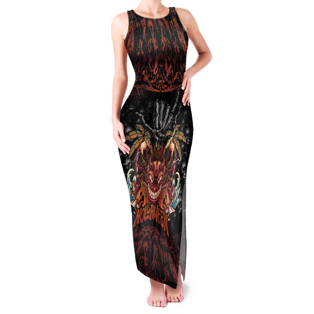 Aloha Halloween Tank Maxi Dress Horror Tiki Heavy Metal Style - Wonder Print Shop