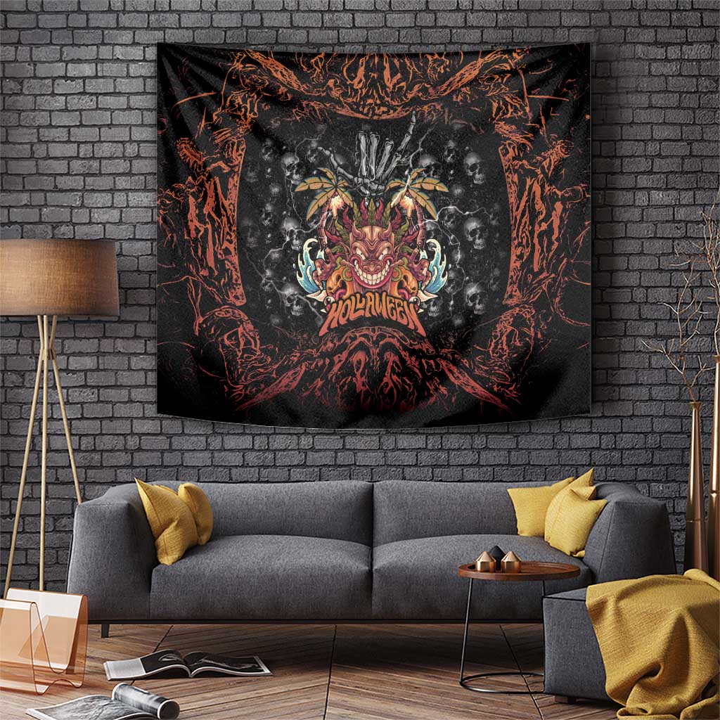 Aloha Halloween Tapestry Horror Tiki Heavy Metal Style - Wonder Print Shop