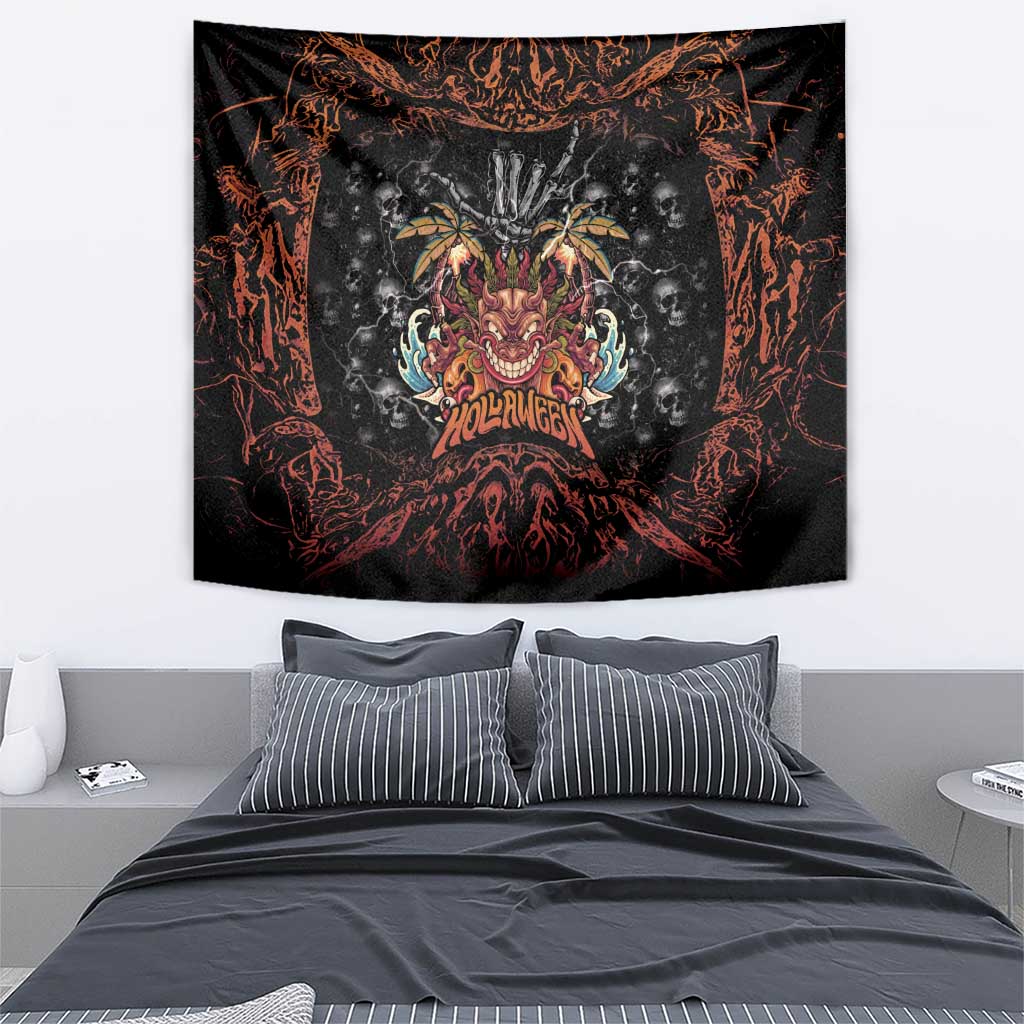 Aloha Halloween Tapestry Horror Tiki Heavy Metal Style - Wonder Print Shop