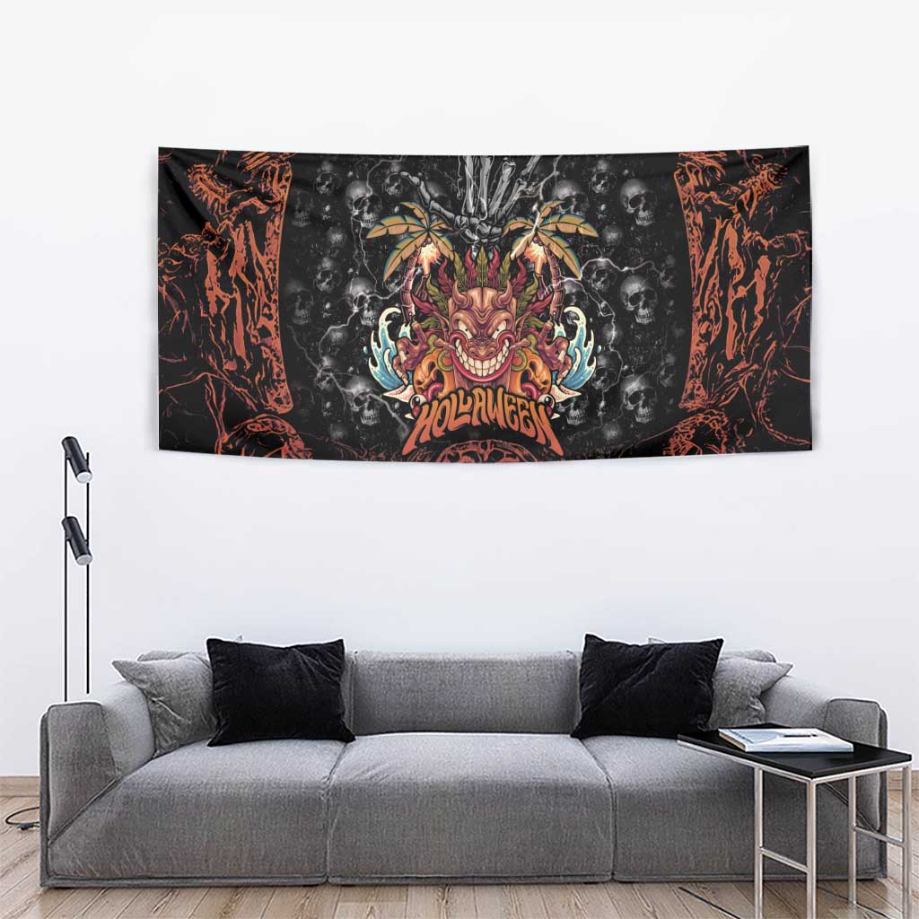 Aloha Halloween Tapestry Horror Tiki Heavy Metal Style - Wonder Print Shop