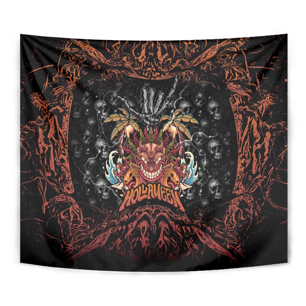 Aloha Halloween Tapestry Horror Tiki Heavy Metal Style - Wonder Print Shop