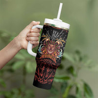 Aloha Halloween Tumbler With Handle Horror Tiki Heavy Metal Style - Wonder Print Shop