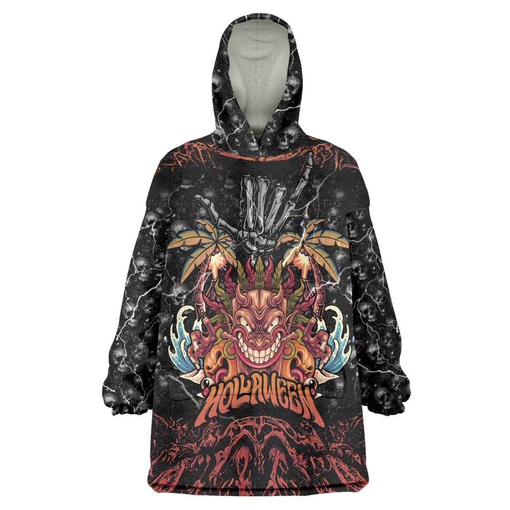 Aloha Halloween Wearable Blanket Hoodie Horror Tiki Heavy Metal Style - Wonder Print Shop