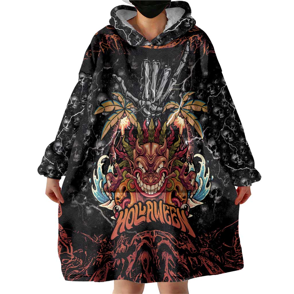 Aloha Halloween Wearable Blanket Hoodie Horror Tiki Heavy Metal Style - Wonder Print Shop