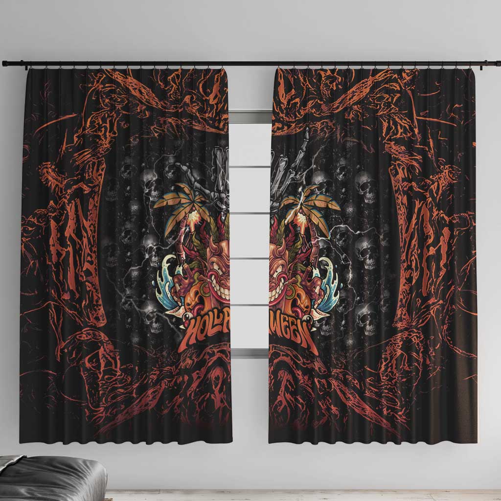 Aloha Halloween Window Curtain Horror Tiki Heavy Metal Style - Wonder Print Shop