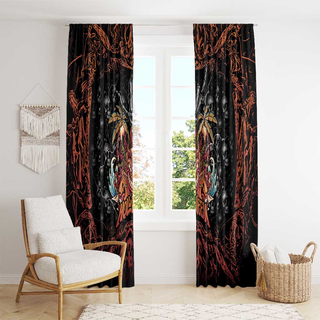 Aloha Halloween Window Curtain Horror Tiki Heavy Metal Style - Wonder Print Shop