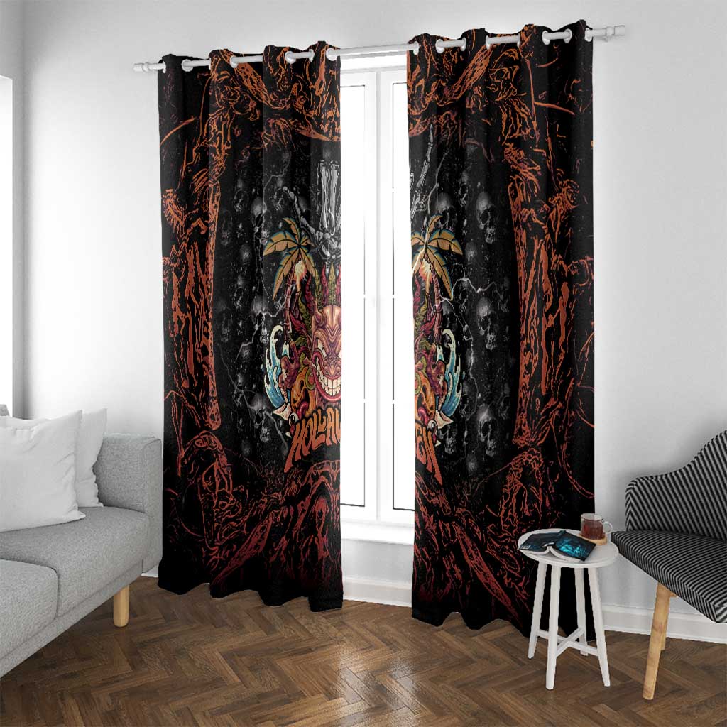 Aloha Halloween Window Curtain Horror Tiki Heavy Metal Style - Wonder Print Shop