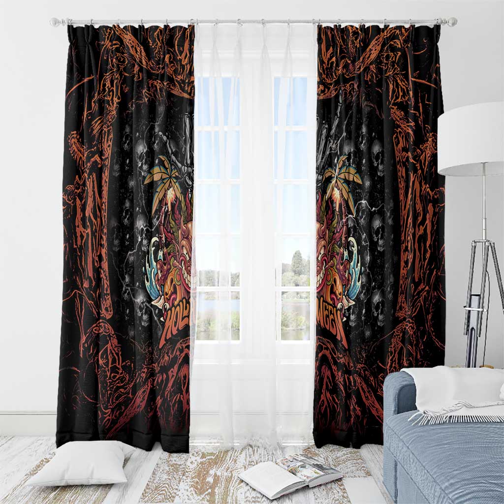 Aloha Halloween Window Curtain Horror Tiki Heavy Metal Style - Wonder Print Shop