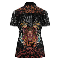 Aloha Halloween Women Polo Shirt Horror Tiki Heavy Metal Style - Wonder Print Shop