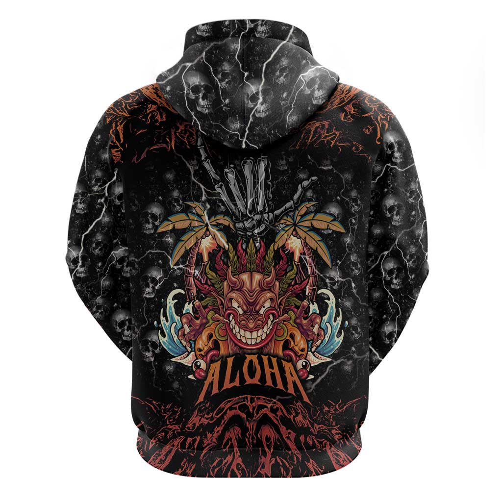 Aloha Halloween Zip Hoodie Horror Tiki Heavy Metal Style - Wonder Print Shop