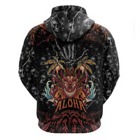 Aloha Halloween Zip Hoodie Horror Tiki Heavy Metal Style - Wonder Print Shop