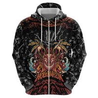 Aloha Halloween Zip Hoodie Horror Tiki Heavy Metal Style - Wonder Print Shop