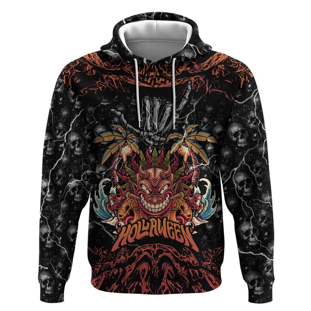 Aloha Halloween Zip Hoodie Horror Tiki Heavy Metal Style - Wonder Print Shop