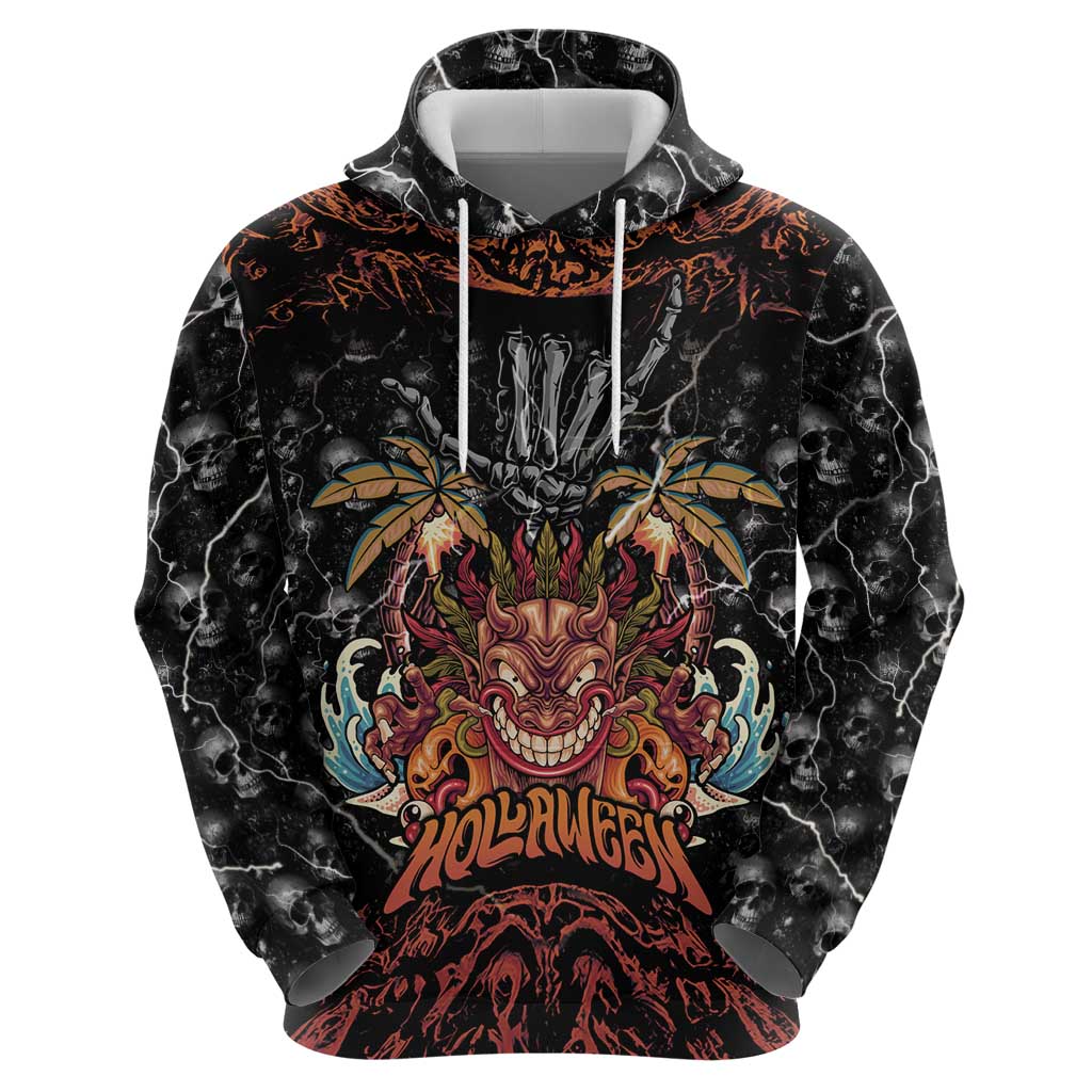 Aloha Halloween Zip Hoodie Horror Tiki Heavy Metal Style - Wonder Print Shop