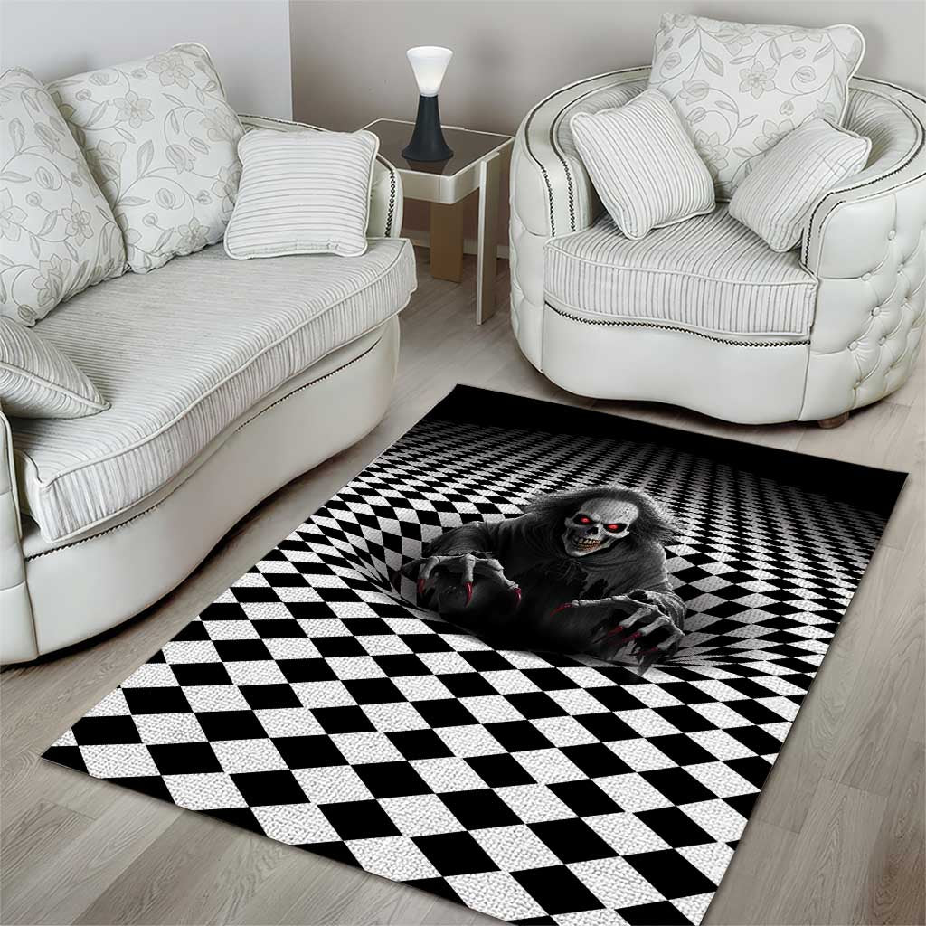 3D Illusion Horror Halloween Area Rug Creepy Evil Skull - Wonder Print Shop