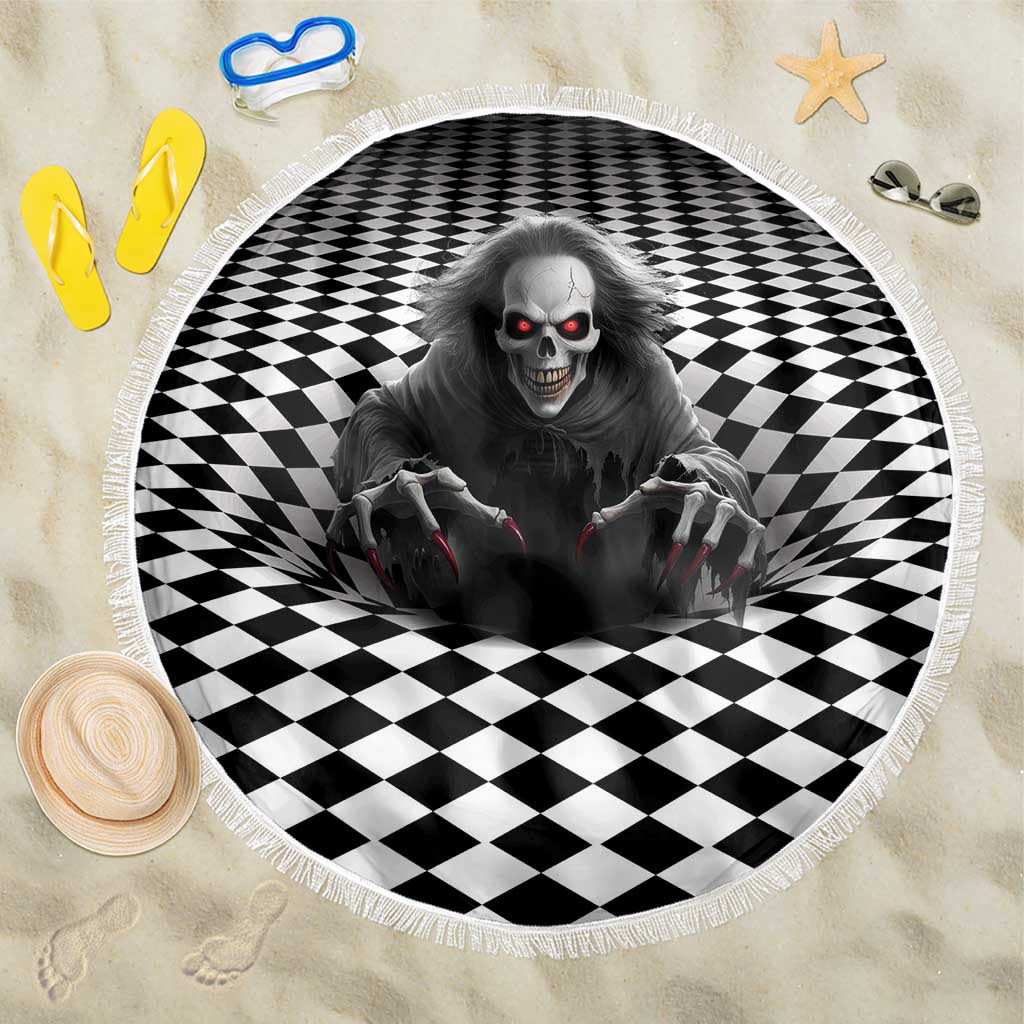 3D Illusion Horror Halloween Beach Blanket Creepy Evil Skull - Wonder Print Shop