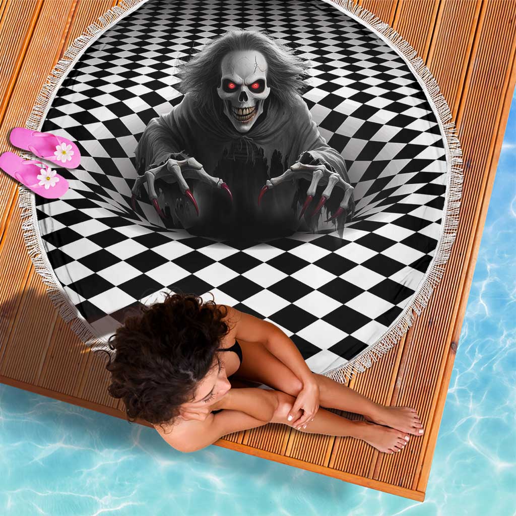 3D Illusion Horror Halloween Beach Blanket Creepy Evil Skull - Wonder Print Shop