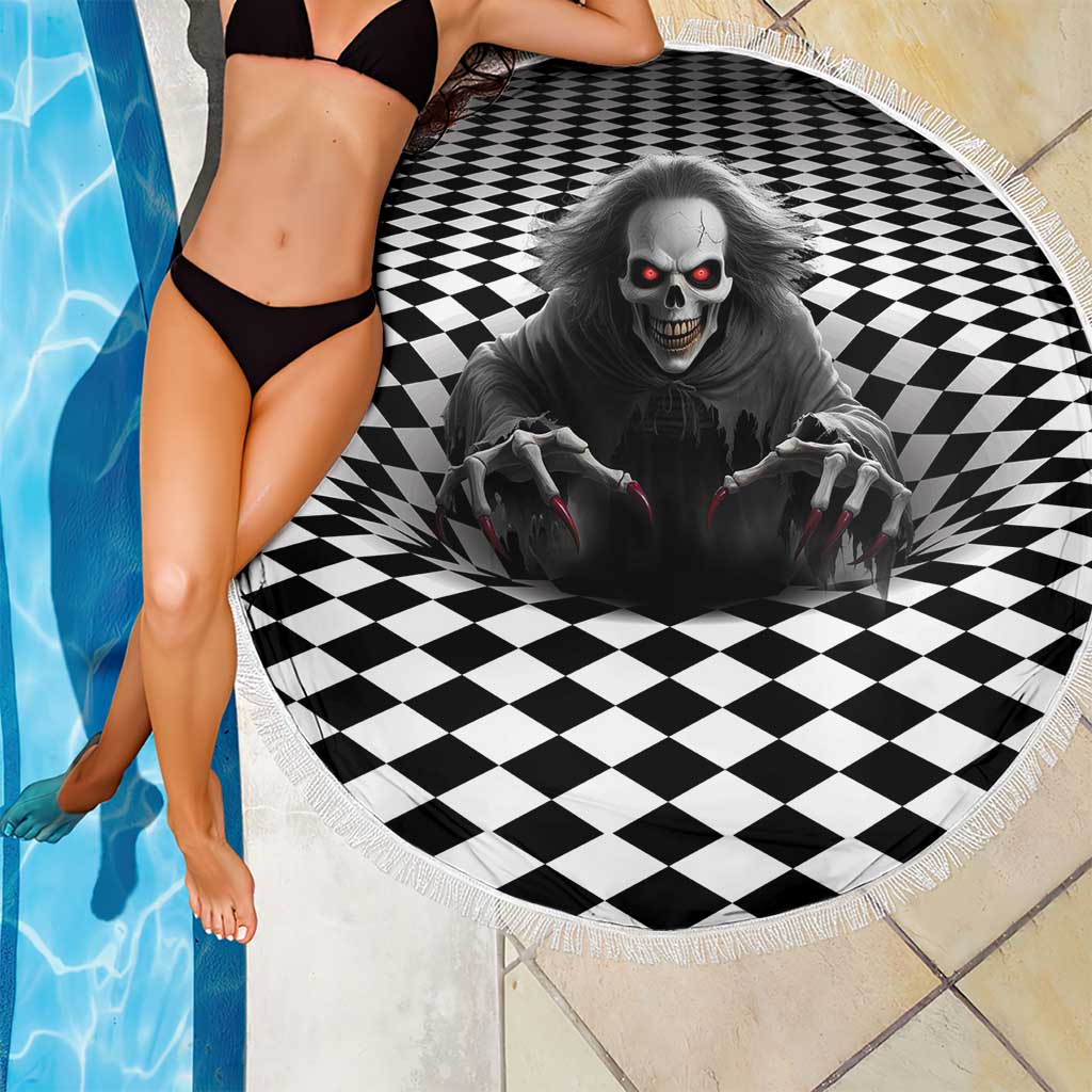 3D Illusion Horror Halloween Beach Blanket Creepy Evil Skull - Wonder Print Shop