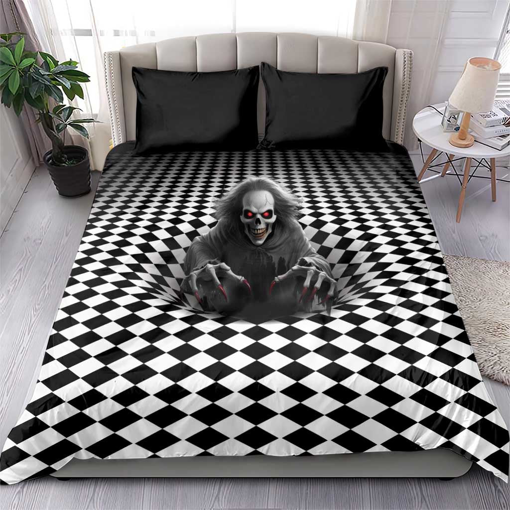 3D Illusion Horror Halloween Bedding Set Creepy Evil Skull - Wonder Print Shop