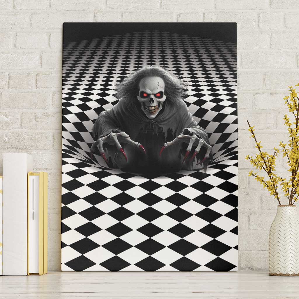 3D Illusion Horror Halloween Canvas Wall Art Creepy Evil Skull - Wonder Print Shop