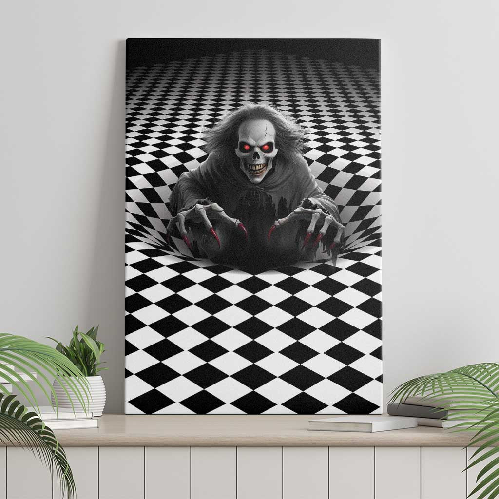 3D Illusion Horror Halloween Canvas Wall Art Creepy Evil Skull - Wonder Print Shop