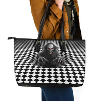 3D Illusion Horror Halloween Leather Tote Bag Creepy Evil Skull - Wonder Print Shop
